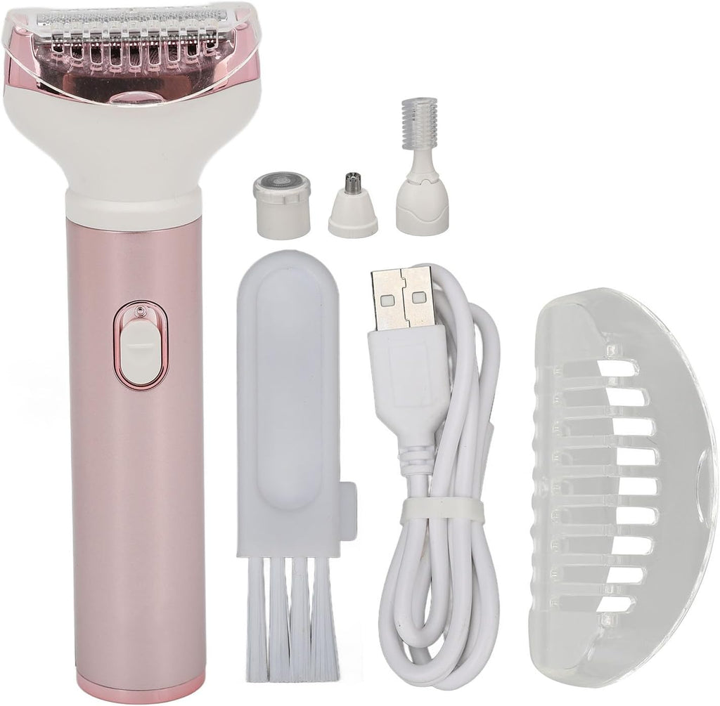 4 in 1 Hair Trimmer, Women Multi Functional Trimmer, Portable Painless Cordless Electric Hair Trimmer, Rechargeable Ladies Epilator for Eyebrow Beard Nose Body Hair