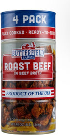 Roast Beef in Beef Broth in a Can, 12 oz., 4 Pack, 3lbs Total, 97% Fat Free