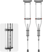 1 Pair Universal Crutches for Adults and Teenager, Adjustable Height for 4'7" to 6'7", 300 LBS Capacity Aluminum Lightweight Crutches with Underarm Pads