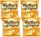 Werther's Original Creamy Caramel Filled Hard Candies - Individually Wrapped Hard Candies for Halloween, Parties, or Snacks - 2.65 oz Bags (Pack of 4)