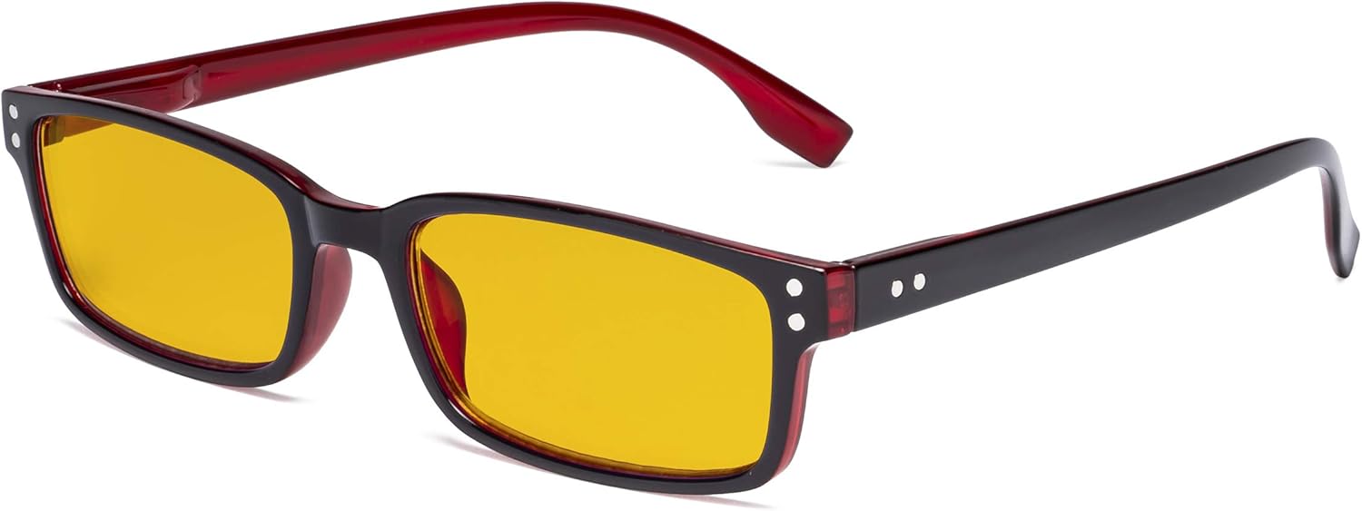 Eyekepper Classical Rectangular Frame Spring-Hinges Computer Reading Glasses Readers Orange Tinted Lenses Eyeglasses