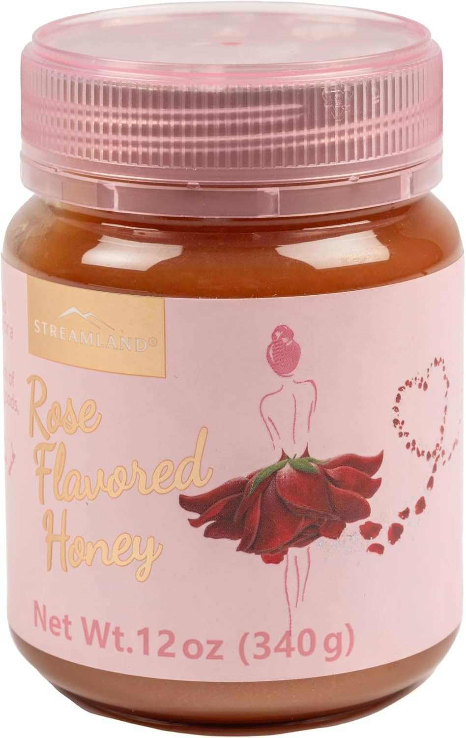 Streamland Rose Flavored Honey Premium New Zealand Honey Infused with Natural Rose Essence, Floral & Sweet Taste, 12 oz