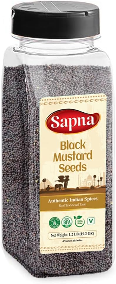 Sapna Black Mustard Seeds, 19.2 OZ, Premium Authentic Spice, All Natural