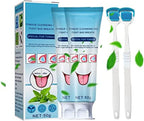 Tongue Cleaning Scraper Brush Kit, Tongue Cleaning Gel Oral Care Removes Oral Odor Fresh Breath Tongue Coating Cleaning Bad Breath for Adults, 50g (2pcs)