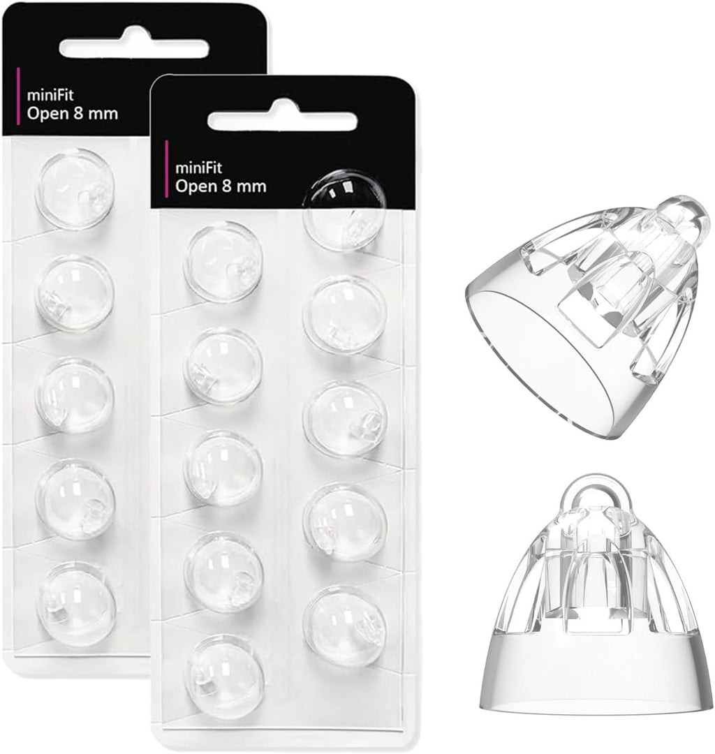 Hearing Aid Domes for Oticon MiniFit (8mm Open Vent Bass), Oticon Domes for Hearing Aid Supplies, Universal Domes for Hearing Aids Cleaning Kit Oticon Ear Tips Replacements (20 Pcs/2 Packs)