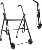 PEPE Mobility Walking Frame with Wheels, Narrow and Foldable, Lightweight Aluminium, 2 Wheels for Elderly People, Black