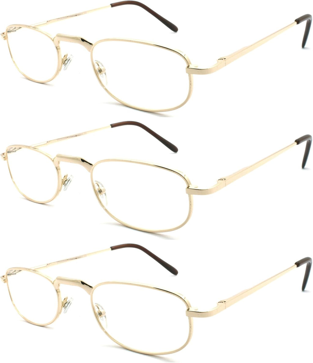 3 Pairs Metal Vintage Reading Glasses with Spring Hinge for men women