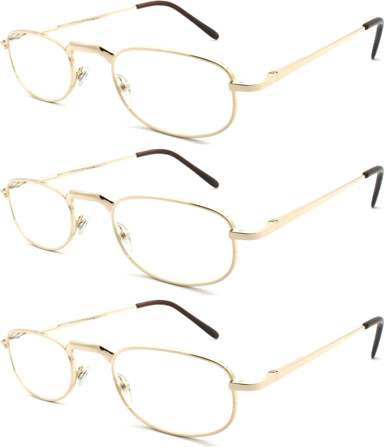 3 Pairs Metal Vintage Reading Glasses with Spring Hinge for men women