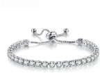 Tennis Bracelets, Tennis Bracelets for Women White Gold Plated Diamond Classic Adjustable Slider Bracelet Silver Fashion Jewelry Wedding Women Gifts Women (Silver/Rose Glod/Green)