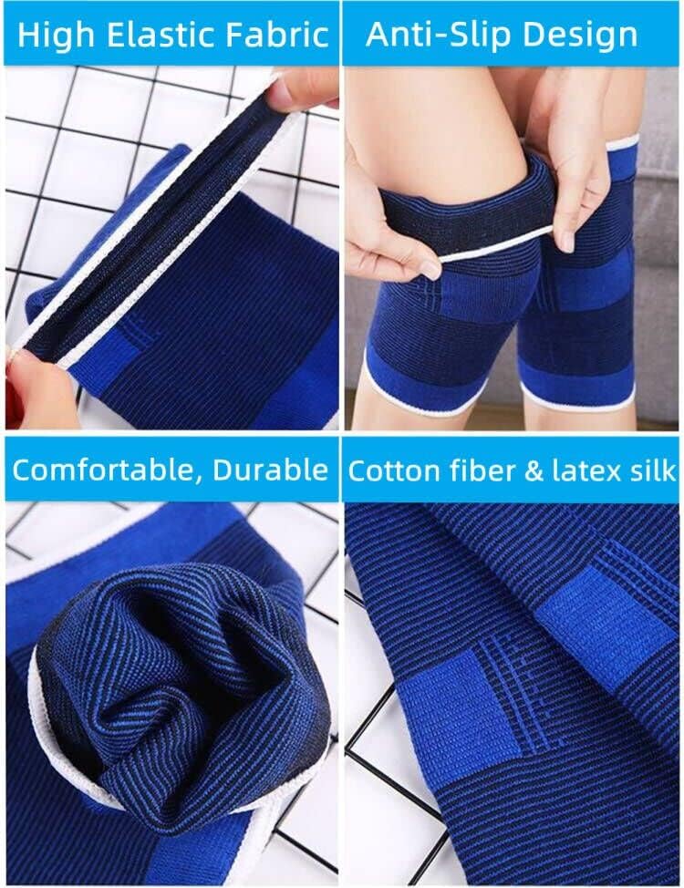 Knee Brace 2 Pack Knee Pads, 1 Pair Knee Braces Compression Sleeves For Women Men, Knee Protector for Knee Pain Joint Protect Knee Support For Sport Running Fitness Football Basketball (Blue)