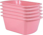 Vakly Wash Basin 7-Quart [5 Pack] Pink – Rectangular Plastic Tub with Graduated Markings, Small Portable Soaking Basin for Face Washing, Foot Bath, Laundry & Bedside Care