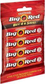 Wrigley's Big Red Gum - Bag of 4 Packs (5 Sticks Each Pack)