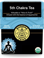 Buddha Teas - 5th Chakra Tea - Organic Herbal Tea - For Communication, Creativity & Self-Expression - With Licorice, Cinnamon & Aquamarine Essence - OU Kosher - 18 Tea Bags (Pack of 1)