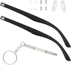 1 Pair Glasses Arm Replacement Kit, Universal Eyeglasses Repair Kit,Black Glasses Legs Replacement Eyeglass Arm Replacement Accessories with Screwdrivers, Screws, Washers, Nose Pads(6 mm)