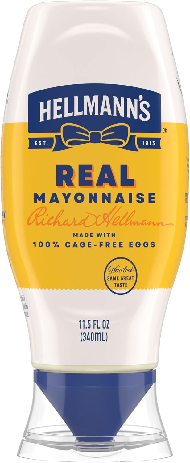 Hellmann's Real Mayonnaise Real Mayo Squeeze Bottle For a Creamy Sandwich Spread or Condiment Gluten Free, Made With 100% Cage-Free Eggs 11.5 oz