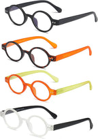 4-Pack Mini Small Round Reading Glasses Comfortable Readers for Women and Men (Multicoloured, 1.00, multiplier_x)