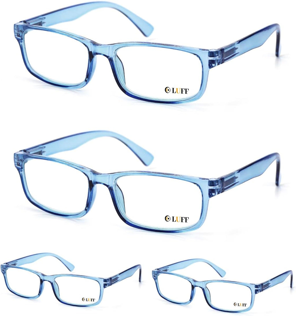 LUFF Unbreakable Reading Glasses for Women,4PCS Blue Light Blocking Reading Glasses Men,Comfortable Spring Hinge Readers