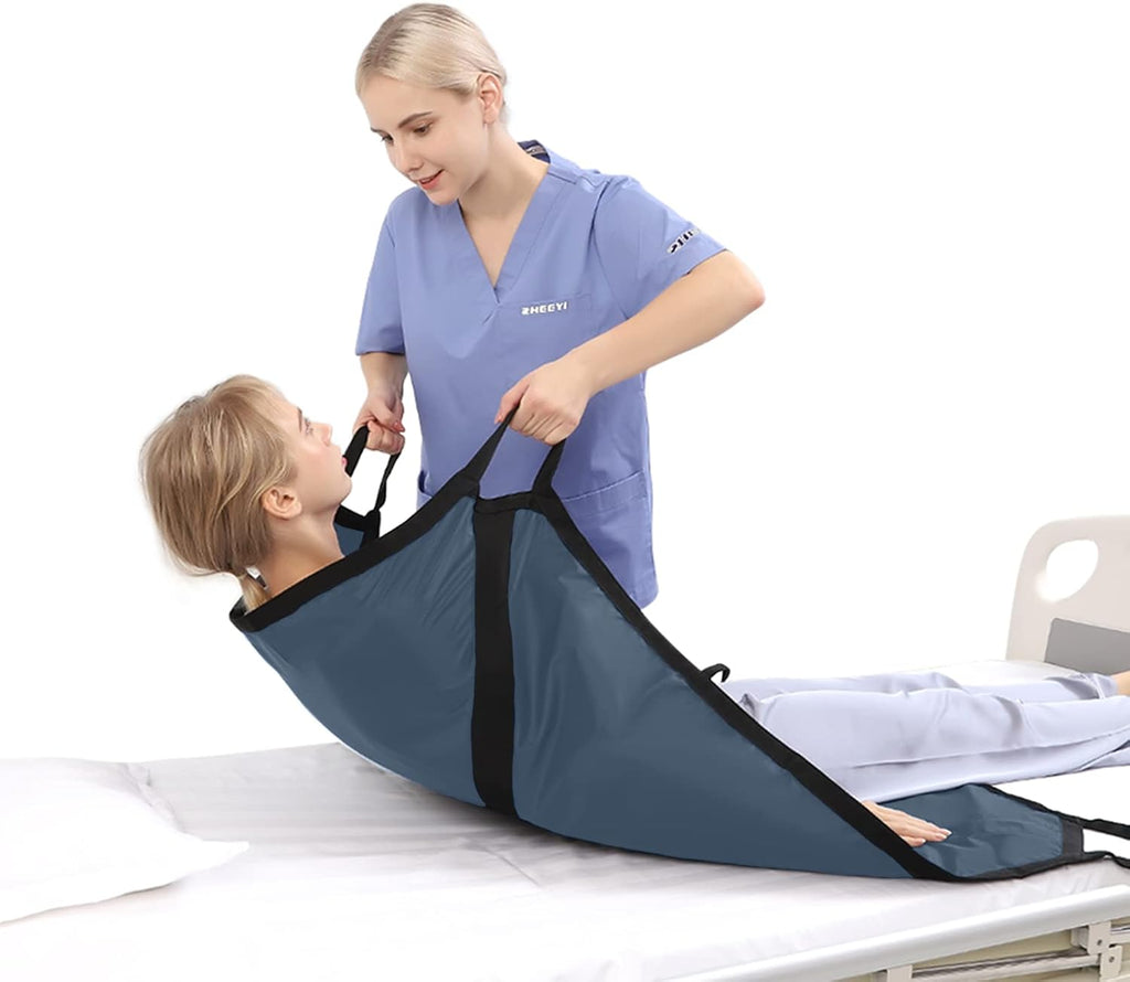 Multipurpose 39" x 36" Positioning Bed Pad with Reinforced Handles - Reusable & Washable Patient Sheet for Turning, Lifting & Repositioning - Double-Sided Nylon Fabric, Gray