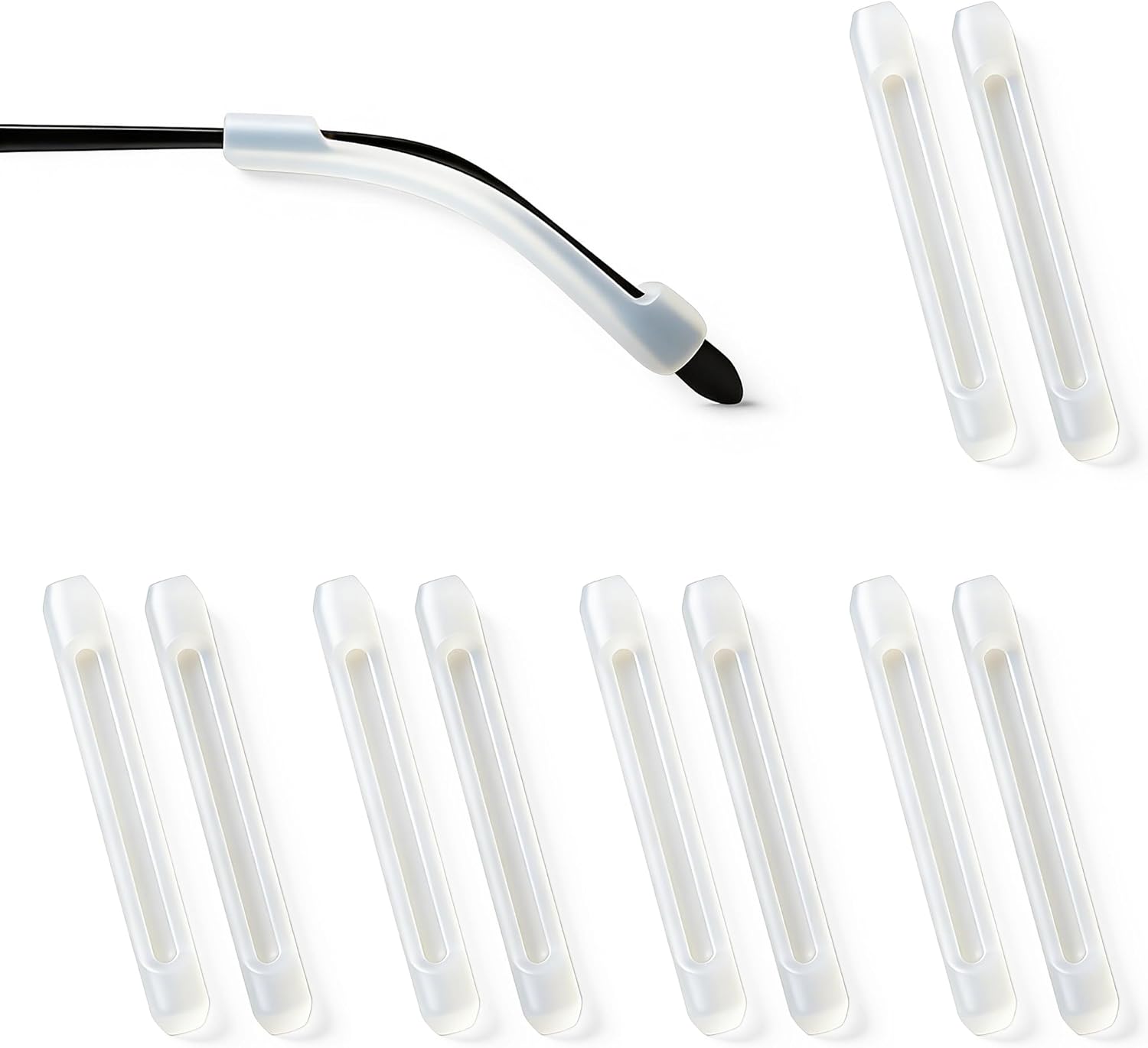 PTSLKHN Silicone Eyeglass Temple Tips Sleeve Retainer, 5Pairs of Anti-Slip Elastic Comfort Glasses Retainers