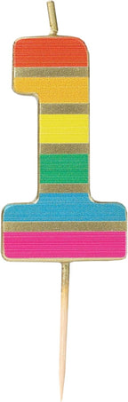 Talking Tables Number 1 1st Birthday Candle for Cakes Rainbow Cake Topper Decoration Premium Quality Numeral 1 Candles Anniversary