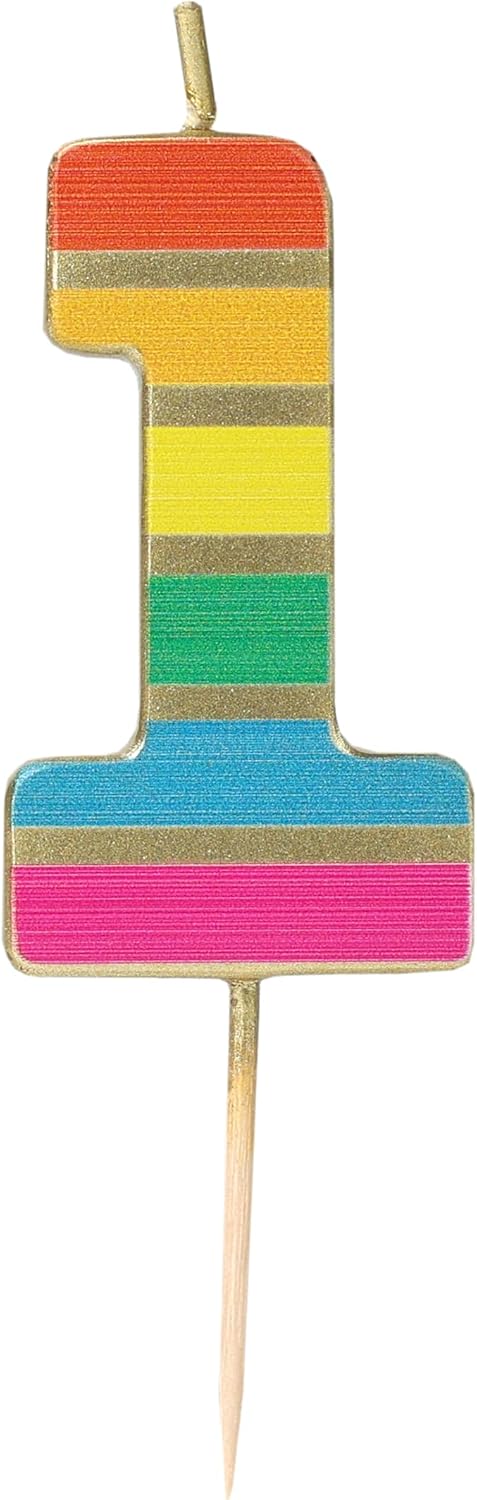 Talking Tables Number 1 1st Birthday Candle for Cakes Rainbow Cake Topper Decoration Premium Quality Numeral 1 Candles Anniversary