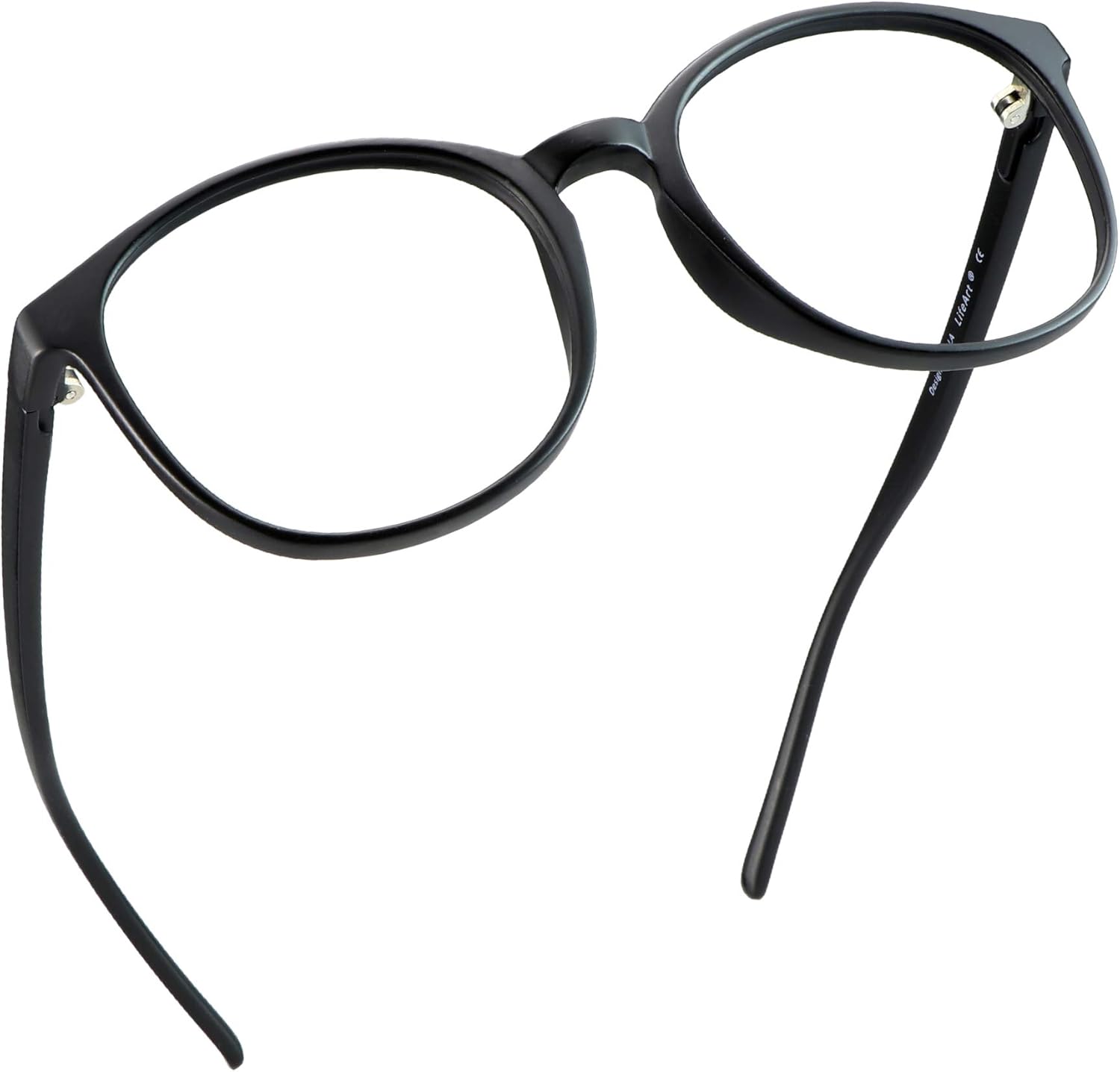 LifeArt Round Blue Light Blocking Glasses, Computer Glasses, Gaming Glasses, TV Glasses for Women Men (Black, No Magnification)