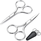 2-Pack Small Scissors, Professional Eyebrow & Facial Hair Scissors - Stainless Steel Precision Grooming Kit for Women & Men | 3.5” Straight Tip for Eyebrows, Beard, Nose, Mustache & Ear Hair Scissors