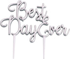 Lillian Rose Silver Best Day Ever Wedding Cake Topper