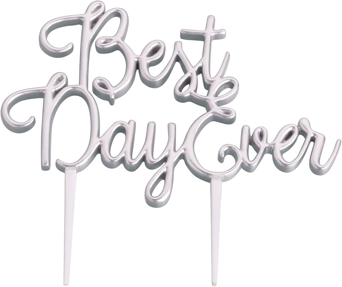 Lillian Rose Silver Best Day Ever Wedding Cake Topper