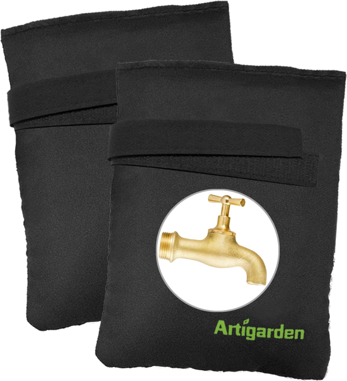 Outdoor Faucet Covers for Cold Winter Outside Insulated Water Hose Bib Sock Protector, Black (2 Pack)
