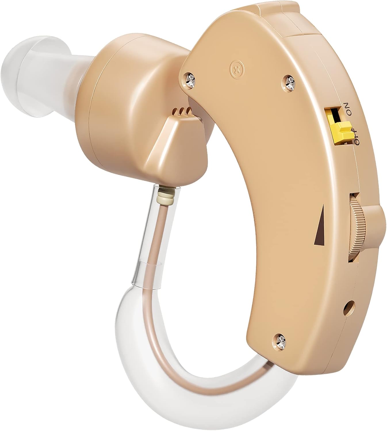 MEDca Hearing Amplifiers - Digital BTE Personal Sound Amplifier w/Noise Reduction & Volume Control, LR44 Battery Powered, 3 Ear Domes, Left or Right Use, Small & Discreet