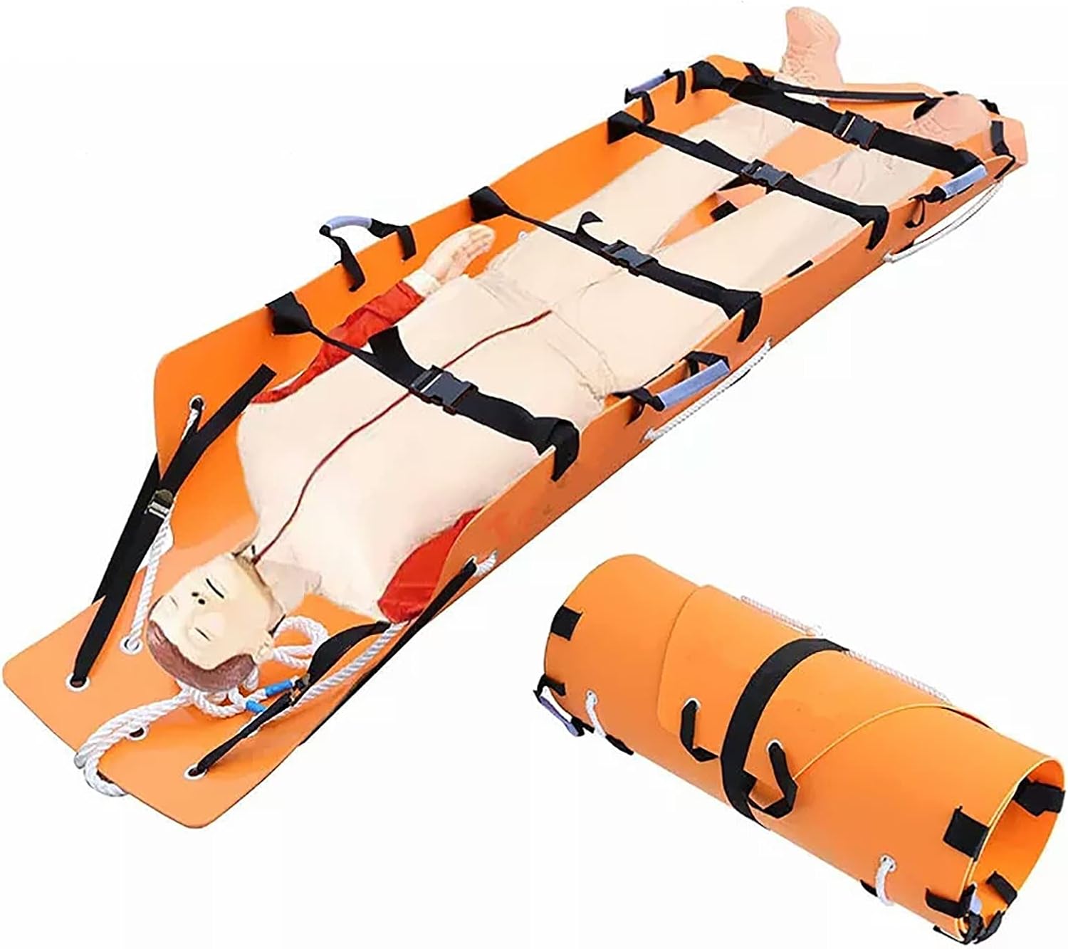 Portable Stretcher, Medical Folding Stretcher with Handles and Storage Bag, Made of Composite EVA with Snap-Fastening Straps, for Hospital, Home, Sports Venues, Ambulance Patient Transport