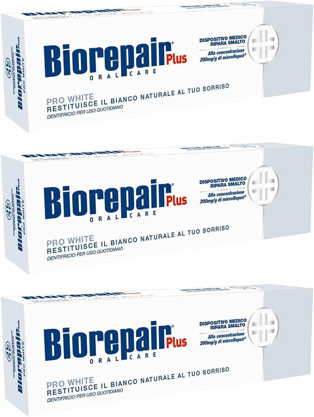 Biorepair Pro White Daily Toothpaste - 2.54 Fluid Ounces (75ml) Tubes (Pack of 3) [ Italian Import ]