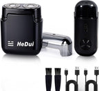 Mini Portable Electric Shaver for Men Double Head Travel Razor USB-C Rechargeable 2 Pack Black Travel Shaver for Men Dry Shave Detachable Head Washable Razor Easy Cleaning Send to Parents Boyfriend