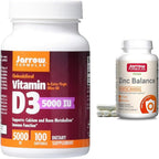 Jarrow Formulas Vitamin D3 125 mcg 100 Softgels & Zinc Balance 15 mg 100 Veggie Caps - Bone, Immune & Calcium Metabolism Support