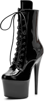 WUXIN H&P 7in Pole Dance Boot Shoes For Women, Exotic Ankle Boots Platform Stiletto Dress Heels