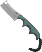 CRKT Minimalist Cleaver Outdoor Survival Fixed Blade Knife with Sheath: Stainless Steel Plain Edge Blade, Micarta Handle, 2383