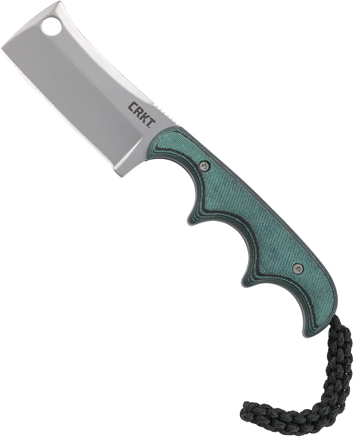 CRKT Minimalist Cleaver Outdoor Survival Fixed Blade Knife with Sheath: Stainless Steel Plain Edge Blade, Micarta Handle, 2383