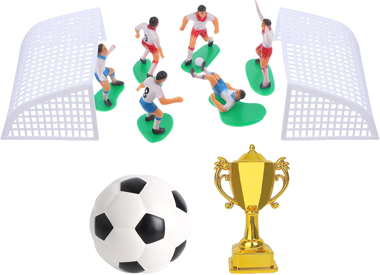 Soccer Cake Decoration Set: Football Theme Miniature Figures with Goal & Players for Birthday Cake Topper, Cupcake Decorations And Landscape Diorama