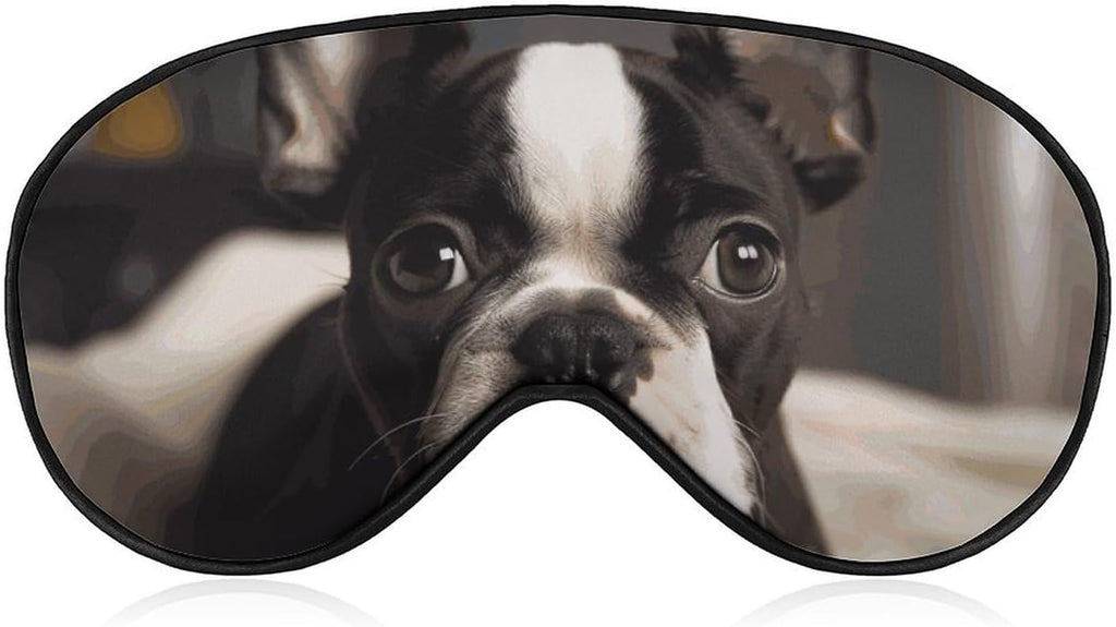 Cute Boston Terrier Sleep Mask for Women Men, Soft Eye Mask with Adjustable Strap for Sleeping, Light Blocking Travel Blindfold for Nap Comfortable Eye Cover for Home Office