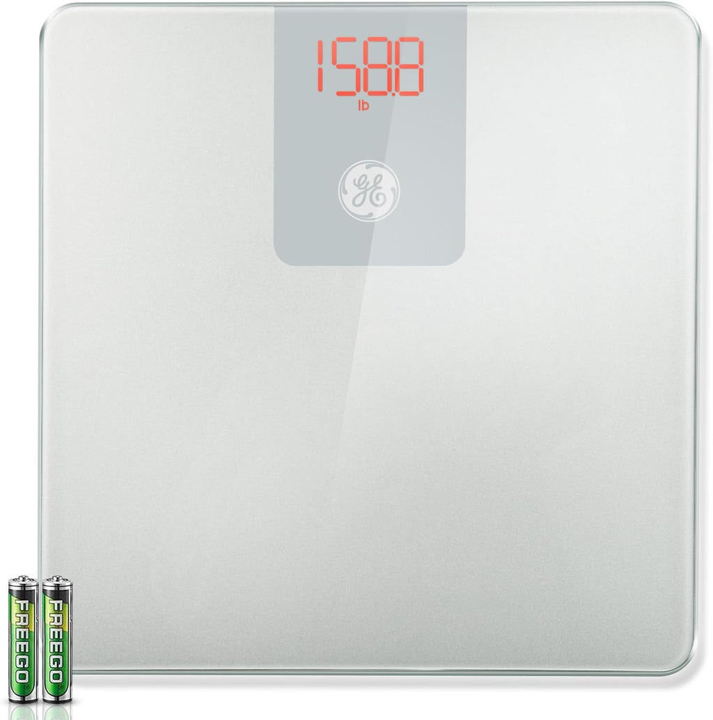 GE Digital Scale Body Weight, Smart Bluetooth Bathroom Scales for Weight and BMI Accurate Body Weighing with App for People - 400lb Electronic Scale Silver Grey