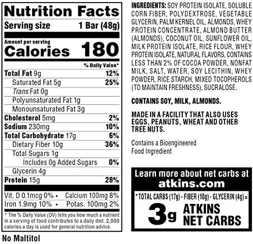 Atkins Chocolate Almond Caramel Bar, Keto-Friendly, Gluten Free with Real Almond Butter, 5 Count (Pack of 1)