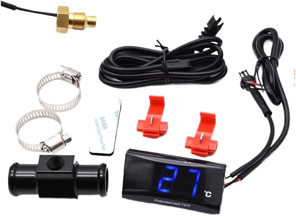 Mini Meter Thermometer Motorcycle KOSO Water Temperature Gauge for XMAX300 CB400 MT 07 09 + Sensor(Blue 16mm Adapter)