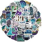 50pcs Haunted Mansion Stickers for Boys Teens Adults Waterproof Vinyl Stickers Bulk for Skateboard Luggage Laptops Bumper Theme Party Supplies (Purple)