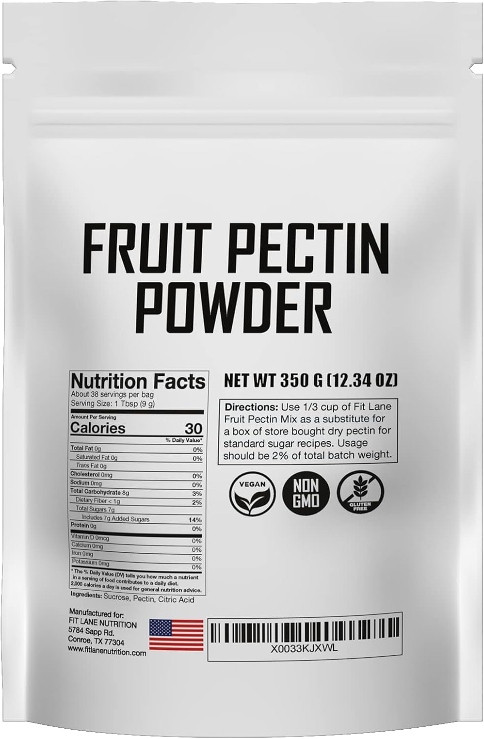 Fruit Pectin Powder for Jams and Jellies - Natural, Vegan and NON-GMO. Premium Bulk ingredient - 350 Grams (12.35 oz) Value Size Bag