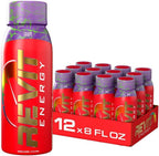 Steel Revit Energy Drink Grape 8oz (12-Pack) | 300mg Caffeine, 7 Essential Vitamins | Sugar-Free, Resealable Cap, All-Day Energy (1.2 PK, Grape)