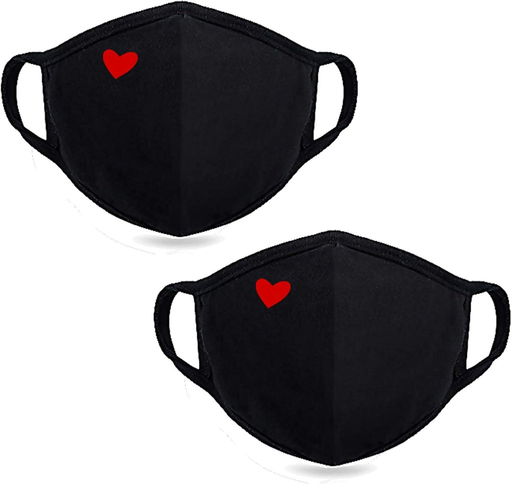 Yiiza Fashion Cute Heart Face Mask - Unisex Organic Cotton Dustproof Mouth Protection - Reusable Warm Windproof for Outdoor Activities