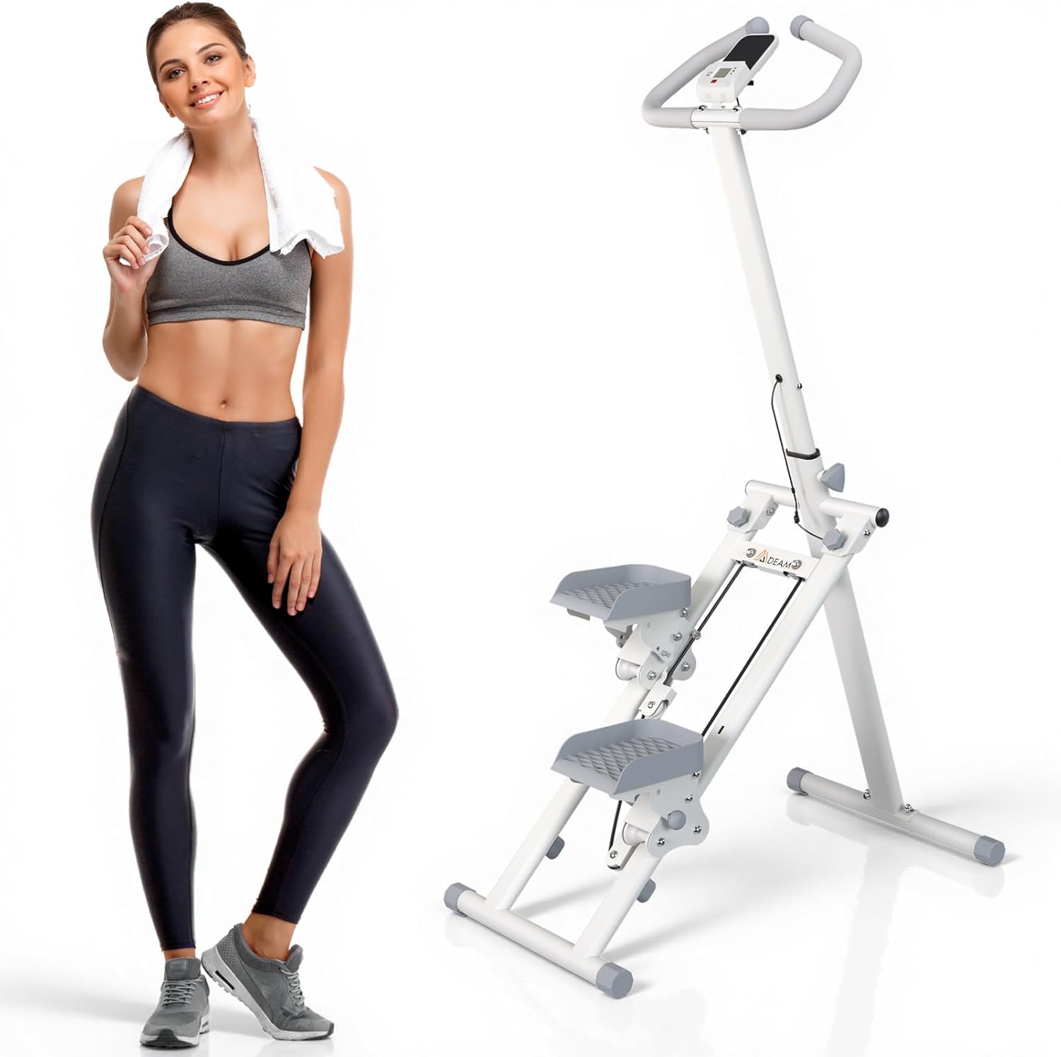 Stair Stepper for Home, Stair Master for Exercise at Home Folding Stair Stepper for Full-Body Workout Compact Stair Climber with Resistance/Phone Holder/Adjustable Handlebar & Pedals