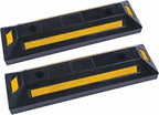 Parking Stopper for Garage Heavy Duty Rubber Parking Block Curb - Wheel Stop with Scatter Glass Reflective Yellow Targets for Car Garage Floor and Truck RV Stop Aid Indoor Outdoor, 2 Pack