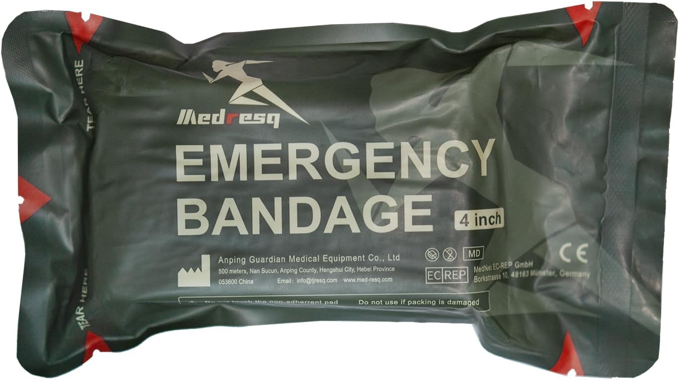 Israeli Style Emergency Bandage, Multifunctional First Aid Device Compression Trauma Wound Dressing for Emergency Combat Shooting Self Rescue Medical Trauma Kit (4inch)
